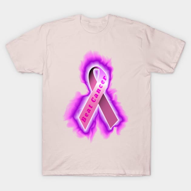 pink breast cancer ribbon T-Shirt by DrewskiDesignz